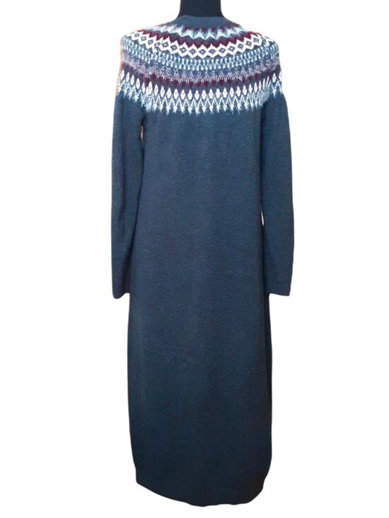 J. Jill Fair Isle Nordic Long Sleeve Knit Midi Sweater Dress - Picture 3 of 8